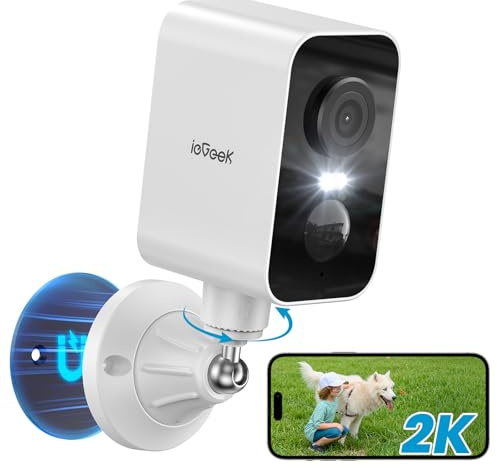 ieGeek 2K Base Magnétique Camera Surveillance WiFi Exterieure sans Fil S2 | Poêle 180°, Batterie, Extérieure, Vision Nocturne Couleur, Détection de Mouvement PIR, Sirène d'alarme, Étanche IP65