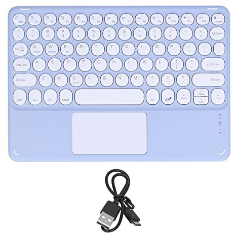 ASHATA Wireless Bluetooth Keyboard with Trackpad for Cellphone Laptop pad, Round Keycaps Ergonomic Ultra Thin Smart Touch Keyboard Compatible with iOS/for Android/for Windows Devices(Purple)