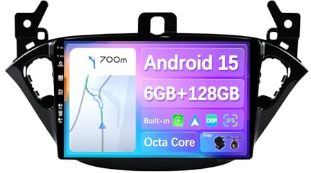 JOYX - 6G+128G - Android 15 IPS Autoradio pour Opel Corsa (2015-2019) / Adam (2013-2016) - sans Fil Carplay + Android Auto - LED Caméra + MIC - 2 Din 9 Pouce -DSP Dab Volant WLAN 360-Caméra Fast-Boot