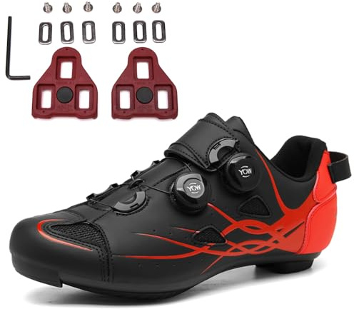 PENXZT Scarpe Bici da Corsa Uomo compatibili con i Tacchetti Look SPD SPD-SL Delta, Scarpe da Bicicletta Peloton Traspiranti,Black b,46 EU