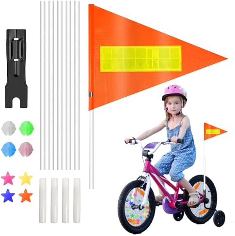 1 Stück Fahrradwimpel für Kinder - Wimpel Fahrrad Kinder, Kinder Sicherheitswimpel Wimpelstange, Sicherheitswimpel mit Befestigungswinkel Fahrradwimpel, Fahrradzubehör Fahrradfahne (1 Set)