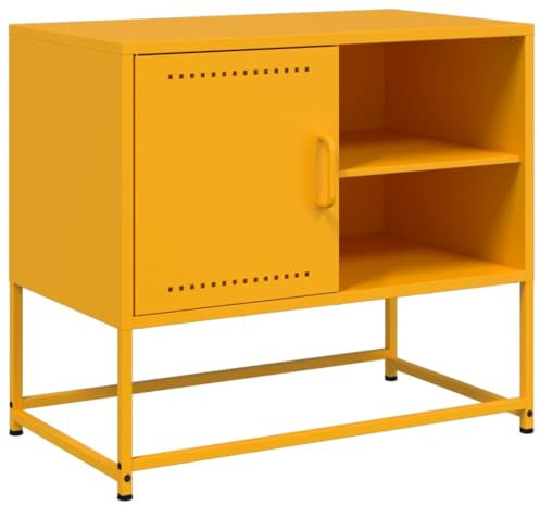 vidaXL Meuble TV Jaune Moutarde 68x39x60,5 cm Acier, Support TV, Buffet TV, Meuble multimédia, Banc TV, Armoire HiFi, Centre de Divertissement
