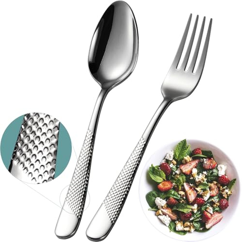Xideman® Set posate dessert 24 pezzi (17 cm) – acciaio inossidabile 18/10, cucchiai e forchette medie, ideali per cucine domestiche e ristoranti (Argento, 24 - Spoons & Forks)