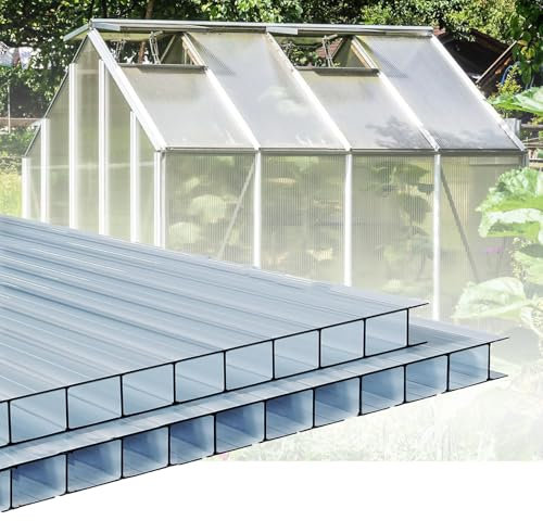 Panneaux d'isolation de toit de panneaux de polycarbonate à double paroi de 12 pièces, panneaux de remplacement de cadre froid, chauds, faciles à plier et à couper, for serre, toit de support for plan
