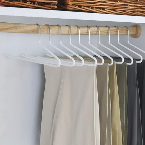 Hangerman Confezione da 20 grucce per pantaloni, con estremità aperta, in metallo, per pantaloni, jeans, sciarpe, asciugamani, design salvaspazio con rivestimento antiscivolo (bianco)