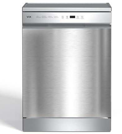 VOK Lavavajillas 60cm - 14 cubiertos, 3ª Bandeja, 8 Programas, Apertura Automática, Inicio Diferido, Sistema Aquastop, Cesta Ajustable - Eficiencia Energética C - Libre Instalacion - Inox