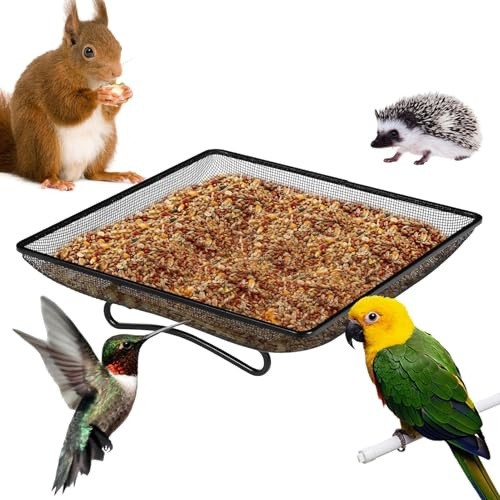De Aves para Exteriores | De Colibrí De Suelo para Exteriores | Bandeja De Malla Metalica Cuadrado Recipiente Comida para Ardillas Cuervos Arrendajos Decoracion Jardin