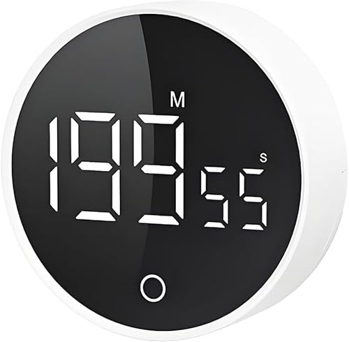 QUMOX F5 - Temporizador Digital de Cuenta Regresiva y cronómetro con Volumen Ajustable, Base magnética, Perilla giratoria, Funciona con Pilas AAA, cocinar, estudiar y Trabajar, Color