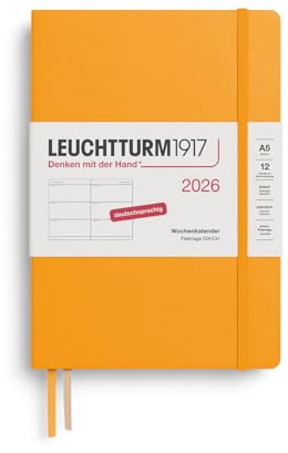 LEUCHTTURM1917 372528 Veckokalender medium (A5) 2026, 12 månader, Rising Sun, tyska