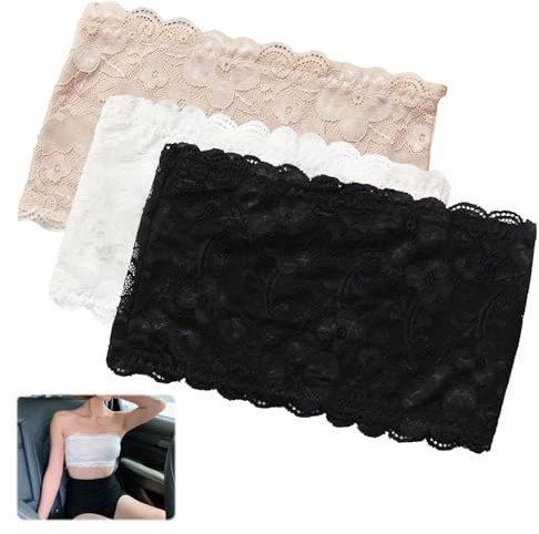 Haxisii Strapless Bras for Women,3PCS Bandeau Bra,Sports Yoga Seamless Wireless Padded Strapless Bras,Bandeau Tops Women,Lace Bra,Tube Tops