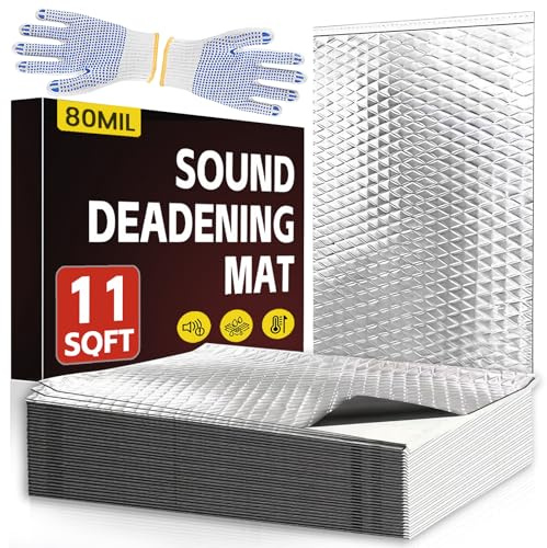 Lot de 33 tapis d'insonorisation pour voiture - 450 x 250 x 2 mm - En aluminium et butyle - Auto-adhésifs - En mousse d'isolation phonique - Ignifuge - Résistant à l'humidité - Imperméable