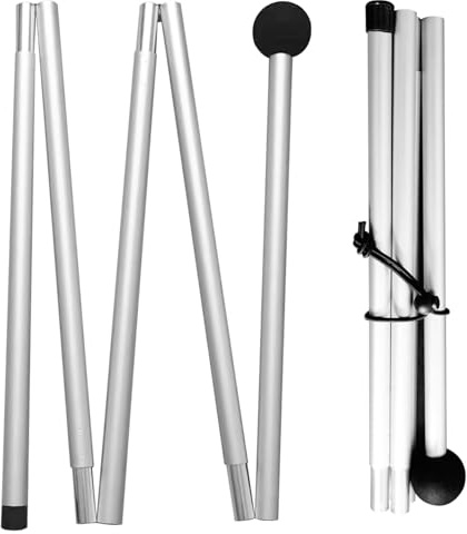 Poteaux de bâche de 79 pouces, 2 poteaux tente réglables pour bâche, tente remplacement en aluminium à 10 sections, voile d'ombrage antidérapante pour le camping, la randonnée, le sport en plei