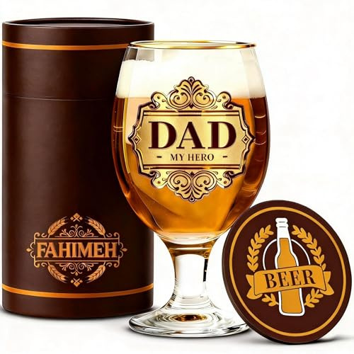 FAHIMEH Dad Gifts, from Daughter or Son Ideas Beer Glasses Present, 400ml