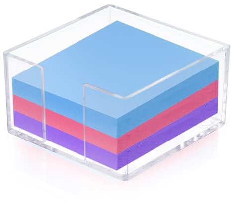 Acrylic Sticky Note Holder, 3 x 3 Crystal Clear Sticky Note Dispenser for Desk Organization, Self-Stick Notes Pad Holder for Dorm Room Home and Office (Clear)