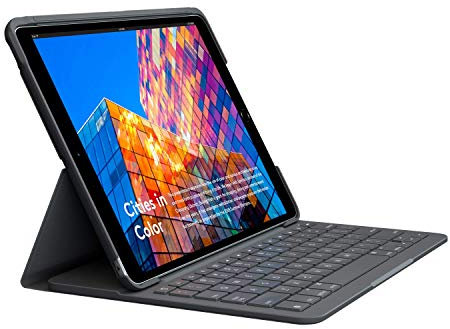 Logitech SLIM FOLIO iPad Air (3. Generation) Tastatur-Case mit integrierter kabelloser Tastatur (Modell: A2152, A2123, A2153, A2154), Deutsches QWERTZ-Layout - Grafit