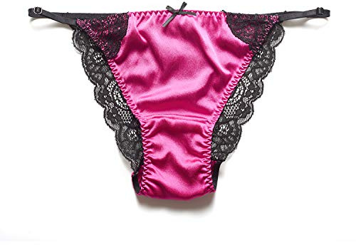 SilRiver Womens Silk String Bikini Satin Panties for Women Underwear Shiny Tanga Briefs Rose Violet