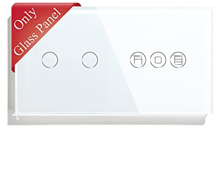 BSEED WiFi Interruptor Persiana Inteligente - Panel de Cristal Para 2 Gang Smart Táctil - Blanco 157 mm
