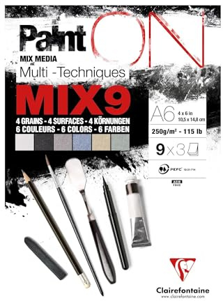 Clairefontaine 960067C - Bloc PaintON 27F 250g ass. 9x3F MIX9 A6