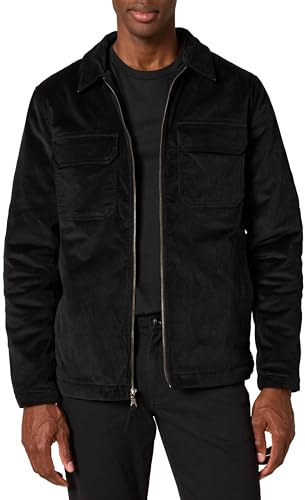 Amazon Essentials Veste de Travail en Velours côtelé (Grandes Tailles Disponibles) Homme, Noir, L