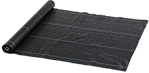 Outsunny Malla Antihierbas Malla Antimaleza 1x100 m Malla Geotextil 60 g/m² para Control de Malezas y Malas Hierbas de Jardín Rollo de Malla Antimaleza Negro
