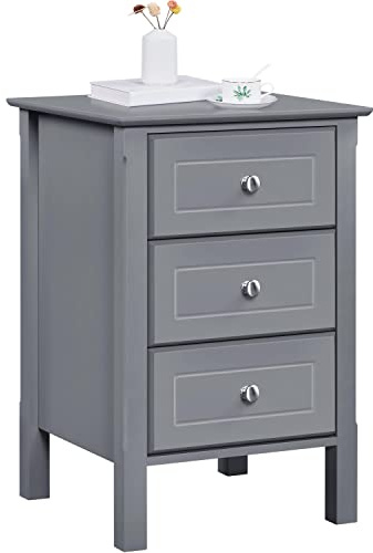 Yaheetech Comodino Camera da Letto con 3 Cassetti Moderno Cassettiera Armadio Cameretta Organizzatore per Letto Tavolino da Salotto Laterale Divano 40 x 40 x 60 cm Grigio Scuro