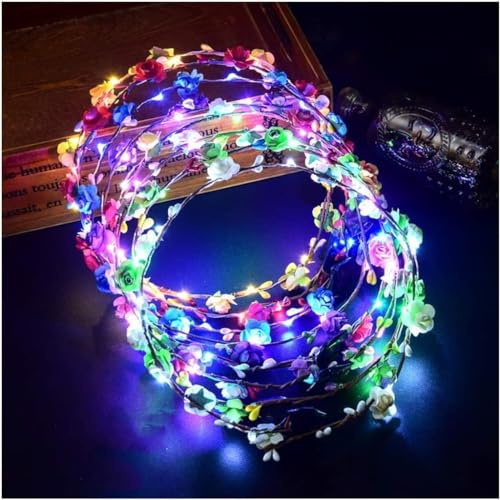 Sunshine Smile 6 Coronas Luminosas para el Pelo, Guirnalda Luminosa con Flores LED, Diadema para Niños y Mujer