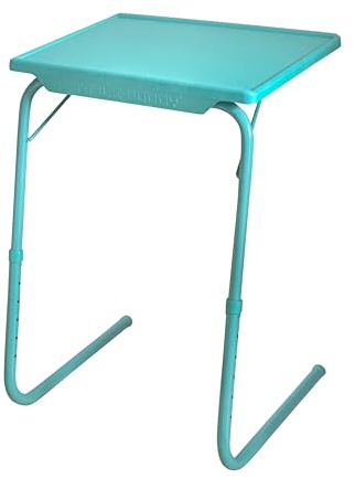 TABLE BUDDY Regular Folding Laptop Table 52.5 x 40 cm – Adjustable Height Bed Tray Desk for Sofa, Bed & Couch – Aqua Blue Portable Lap Desk with 3 Tilt Positions for Work, Dining & Reading