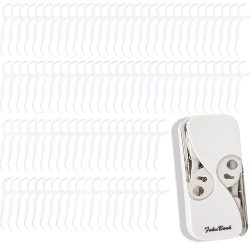 Portable Travel Flosser Dispensers with 112 Dental Picks, Reusable Travel Dental Floss Dispenser, Floss Pick Cases, Floss Stick Organizers, Flosser Storage Box for Travel (White)