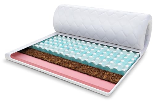 FDM Topper Malta KOKOS VISCO Colchón Topper 100 x 200 cm Dureza H2 H4 Altura aprox. 7 cm Perfilada HR Espuma de coco para alérgicos Adecuado Öko-Tex