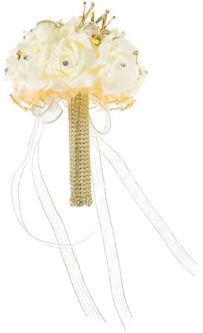 Cabilock Ramo De Novia para Boda Flores Artificiales Realistas Dorada Ramo De Novia para Fiestas De Boda