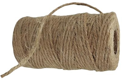 Ovillo de Hilo de Yute, Madeja de Cuerda, Rollo de Cuerda Fina, Rollo de Cordel, Hilo Natural de Yute para Atar o Tejer, Cuerda Fina de Yute, (2 mm x 50M)