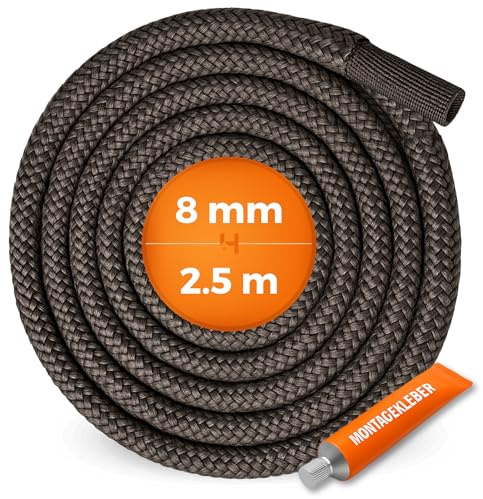 Cordon d'étanchéité de poêle, 2,5 m de long, diamètre 8 mm, joint pour portes de cheminée, de four et de chaudière, kit avec colle haute température et manchon de raccordement, kit de réparation