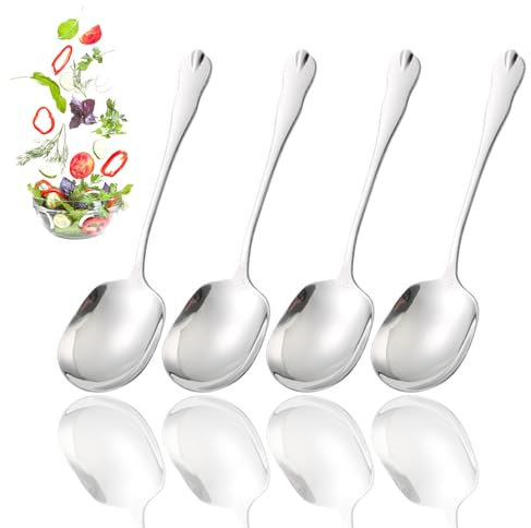Servierlöffel, 4 Stück Servierlöffel Groß, Lange Löffel Edelstah, Buffet Esslöffel, Salatlöffel, Vorlegebesteck, Vorlegelöffel, Serving Spoon, Salatbesteck Edelstahl für Restaurant und Familienfeiern