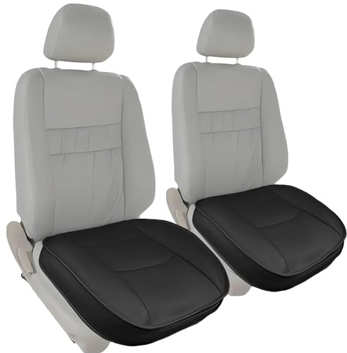 SUQ 2PCS Front Seat Cover, Premium PU Car Seat Cover, Waterproof Car Seat Pad, Car Seat Cushion Pad Mat Protector for most Vehicle SUV, Full Wrapping Edge, Black