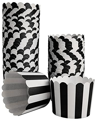 Staruby Pack de 50 Caissettes en papier pour muffins, Caissettes en Papier pour Cupcakes, Moules à Muffins, Enveloppes pour Fêtes, Anniversaires, Mariages, Bonbons et Décorations de Gâte Noir