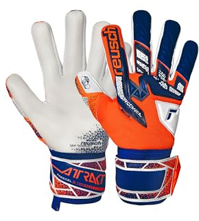 Reusch Attrakt Freegel Gold NC Breathable Goalkeeper Gloves for Men and Women, Adult Football Gloves, Suitable for All Weather and Play Surfaces, Orange-Blue, 9