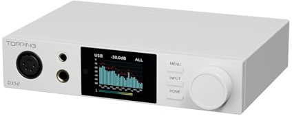 Topping DX5 II DAC Hörlursförstärkare Bluetooth 5.1, DAC ES9039Q2M, X-Hybrid-förstärkning, 10-bands utjämnare och balanserade utgångar, USB XMOS, högupplöst, RC, vit