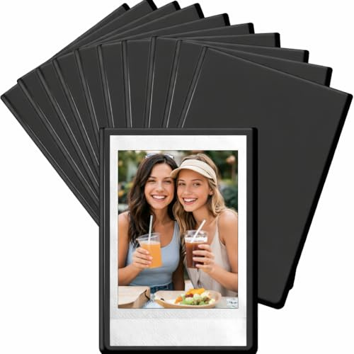 Luxoraiova Set da 10 Mini Cornici per Foto Magnetiche, 9,3 x 6,4 cm, Piccole Cornici Magnetiche per Polaroid Instax Mini Pellicole, Foto e Cartoline, Personalizzata per Frigoriferi (Nero)