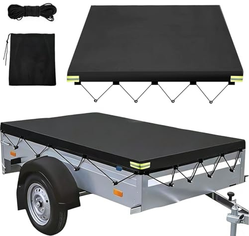 NICEWAT Telone per rimorchio, 210 x 115 x 10 cm, 750 kg, impermeabile, con corda da 8 m, antivento, resistente agli strappi, per molti rimorchi auto
