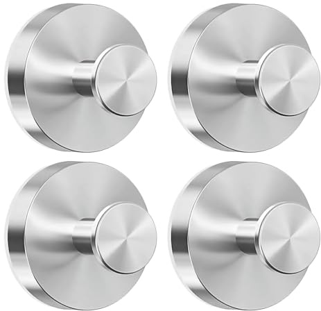 GalaSingForU Lot de 4 ganchos con ventosa plateados con soporte para toallas extra resistentes, reutilizables y removibles, para baño, cocina