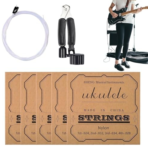 Ukulelsträngar, 5 uppsättningar nylon – 3-i-1-strängbytesverktyg | hållbara universella ukulelesträngar 50 cm, 50 cm, tillbehör för praktiska utomhusfester i reseskolan