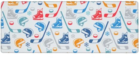 YYHHAOFA Hockey Elements Tapis de souris à motifs créatifs 30,5 x 80 cm – Tapis de jeu et de bureau étendu