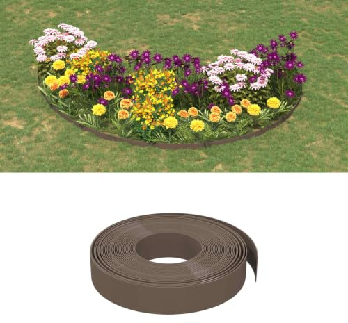 Mangloder Bordure de jardin - 25 m - Marron - En polyéthylène - Bordure de pelouse - Bordure de parterre - Bordure de jardin pour chemins, terrasses, parterres surélevés et parterres de fleurs