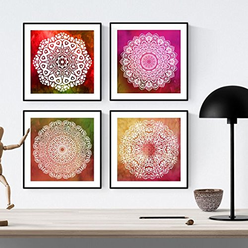 Nacnic Pack de 4 láminas con imágenes de Mandalas GRATITUD. Posters Cuadrados con Mandalas. Decoración de hogar. Llena tu casa de espiritualidad con Nuestros diseños