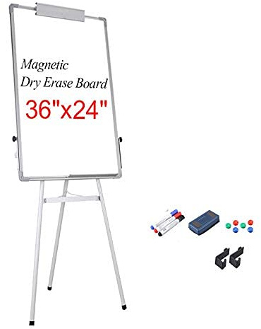 Dry Erase Easel Tripod Magnetic Whiteboard, 24 x 36Dry Erase Flipchart Board, Height Adjustable Stand,…