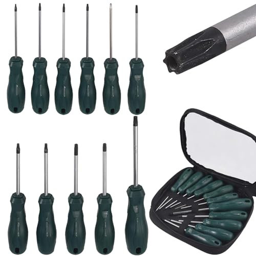COLFULINE 11 tlg Schraubendreher Set, TLG T-Profil Torx Schlüssel Magnetischer Schraubenzieher mit Loch Set, T5 - T30 Profi Werkzeug,Torx Schraubendreher Satz
