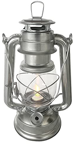 Amtech S8012 Flickering Battery Lantern, Indoor and Outdoor Lamp with 15 LED Lights and Batteries Included, Silver