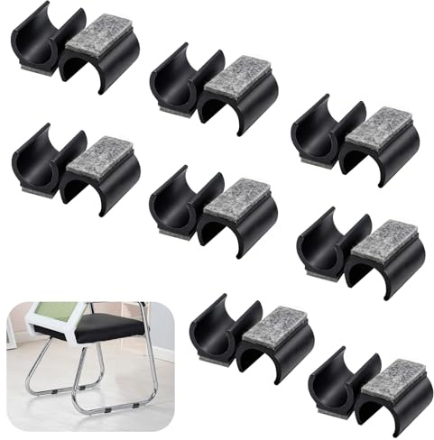 16 Stück Stuhlgleiter Freischwinger, Filzgleiter Möbelgleiter 25mm Schwarze Klemmschalengleiter, Bodenschoner für Schwingstühle zum Schutz vor Kratzern und Lärm