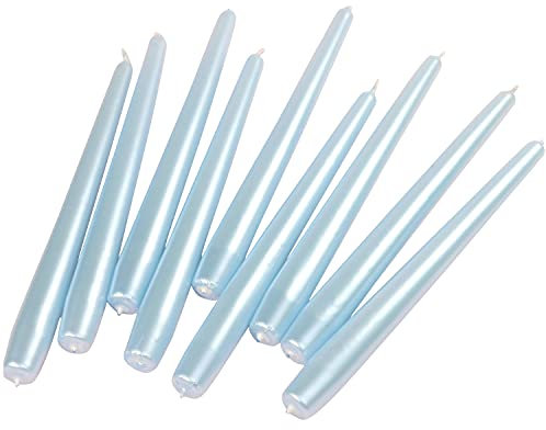 G Decor Celeste, cera di paraffina non profumata, grande e sottile, alta brillantezza per la chiesa, candele da cena, ideali per matrimoni, Natale, anniversario o nuova casa (set da 10)