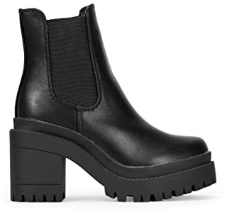BOSANOVA Botines con elásticos Laterales y Suela de Forma con tacón. Sin Cierre. Calzado para Mujer Negro 38